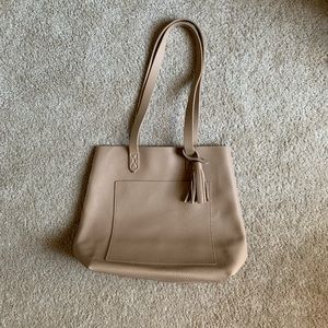 NWOT Tan Faux Leather Tote Bag